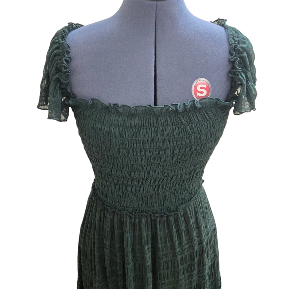 Max Studio Dark Emerald Green Flutter Sleeve Ruch… - image 5